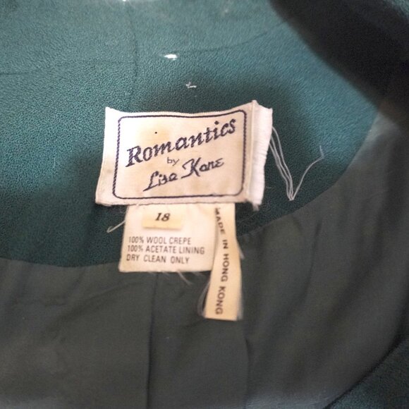 Vintage Romantics by Lisa Kane Green & Purple Beaded Wool Crepe Blazer Sz 18 - Picture 6 of 12